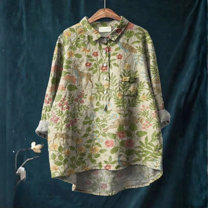 Olivia | Botanical Print Forest Shirt