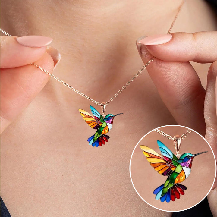 Vibrant Hummingbird Pendant Necklace