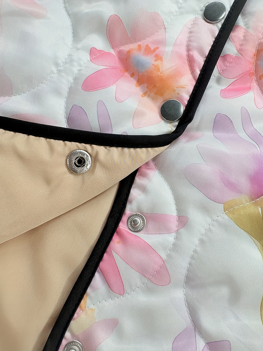 Women's Pastel Floral Print Quilted Jacket