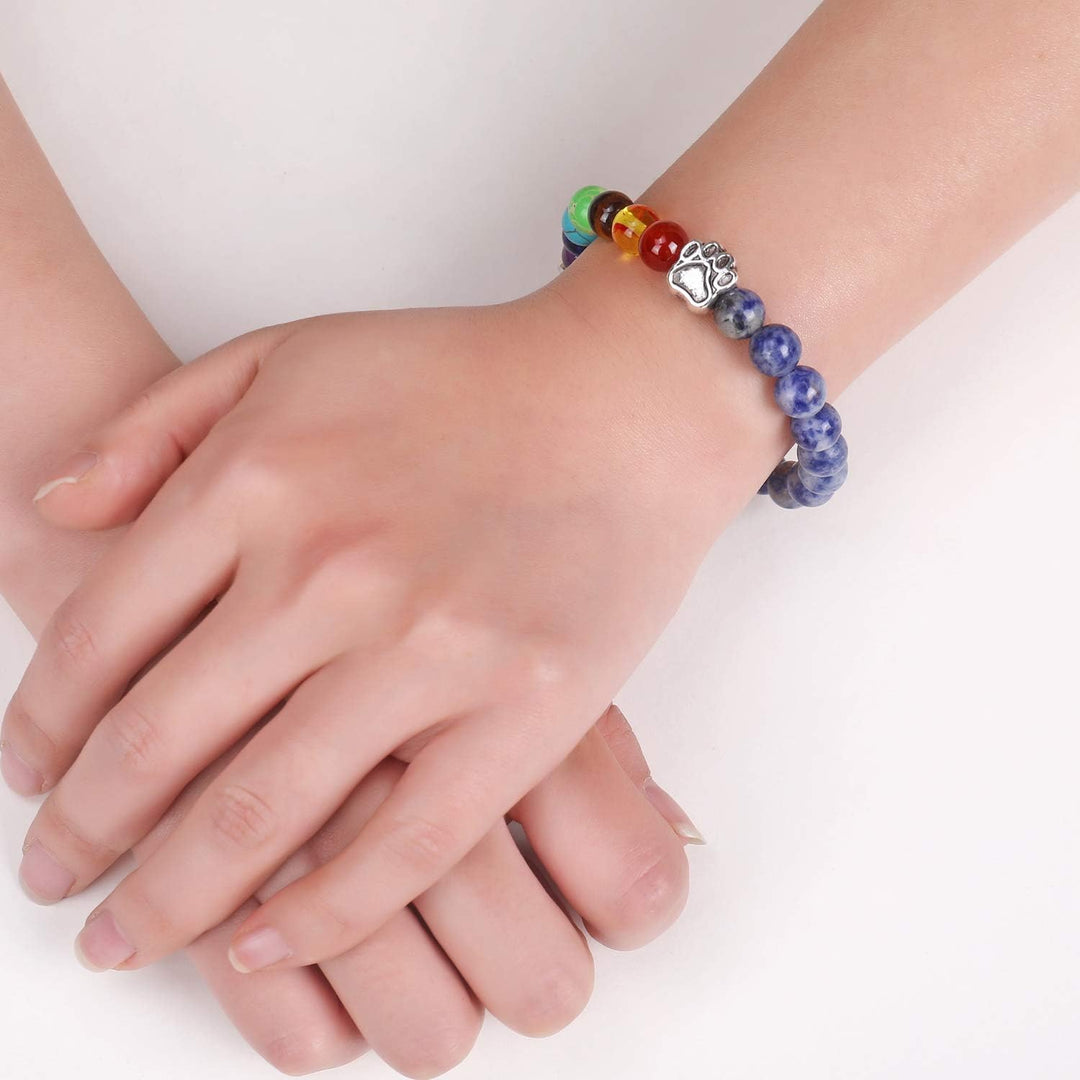 Rainbow Bridge Remembrance Bracelet – 7 Chakra Bead Gift for Pet Loss