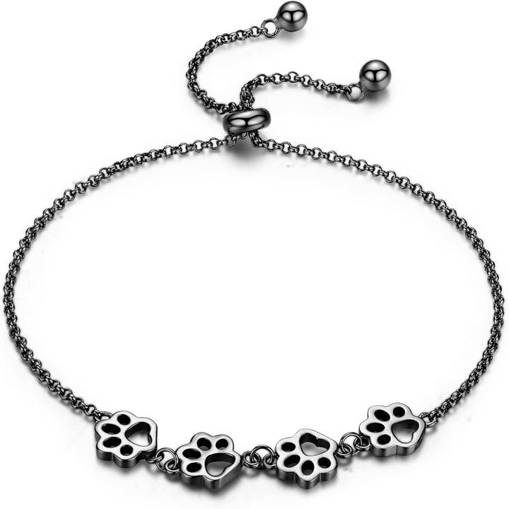 Adjustable Sterling Silver Paw Print Bracelet