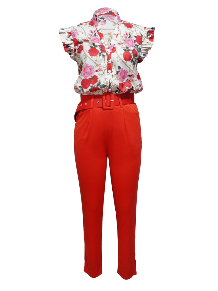 Rainie - Chic Ruffle Sleeve Ensemble