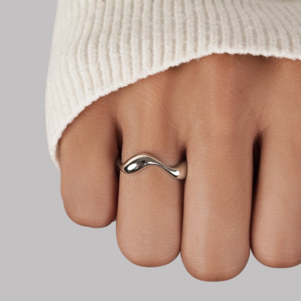 Silver Ocean Wave Ring