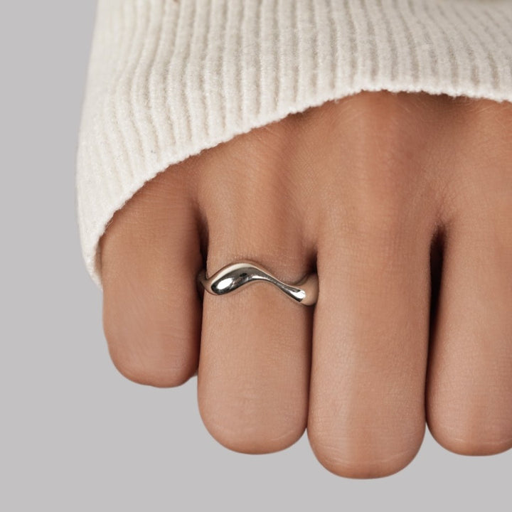 Silver Ocean Wave Ring