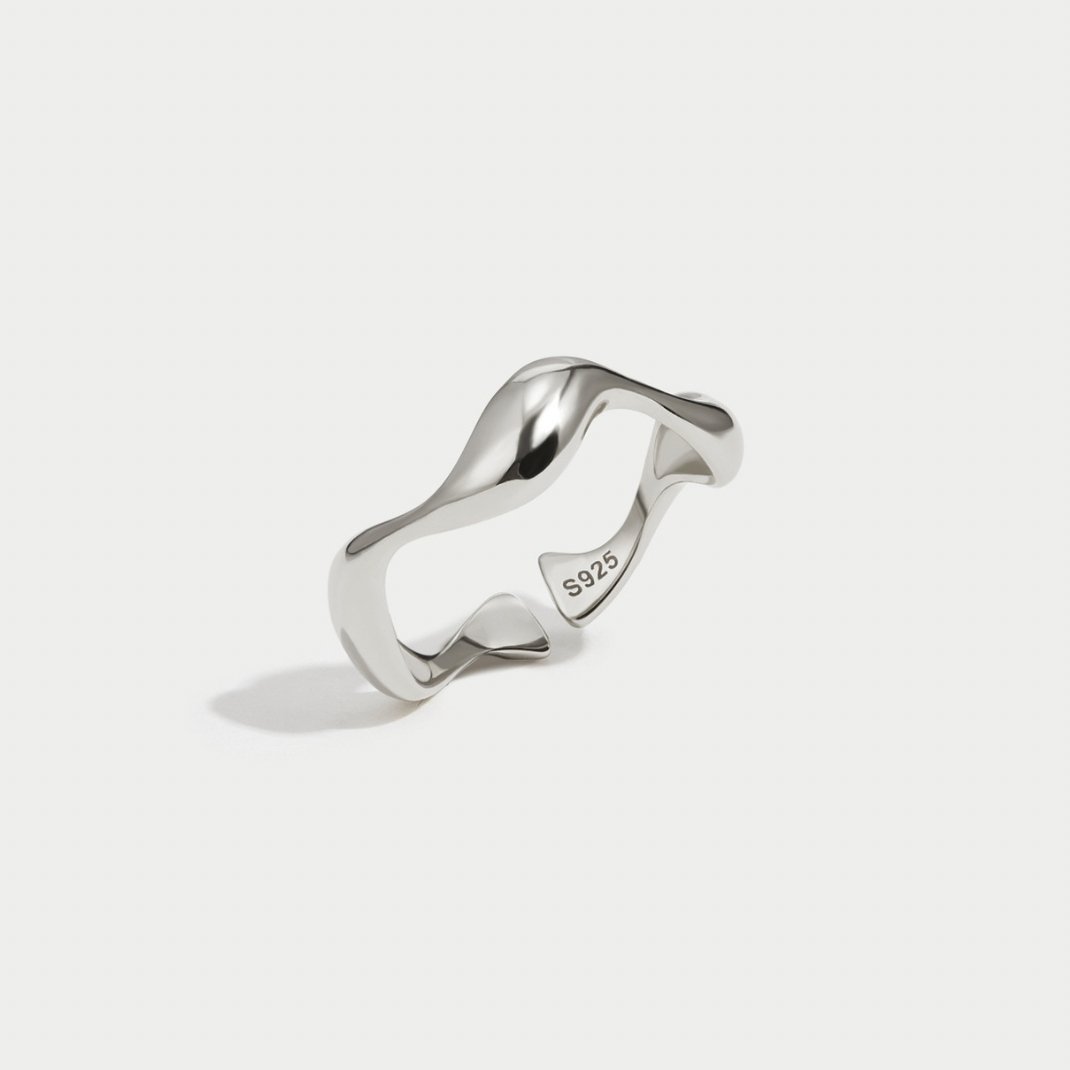 Silver Ocean Wave Ring