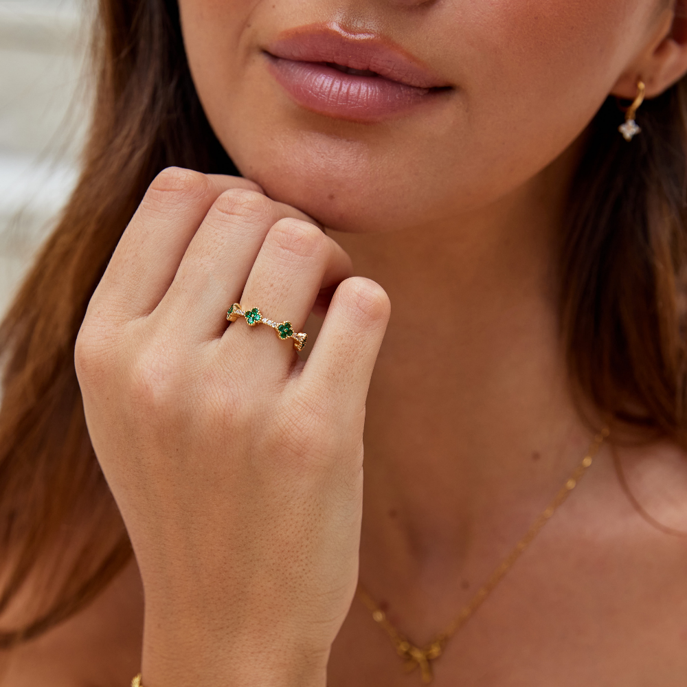 Marisol - Clover-Shaped Crystal Ring