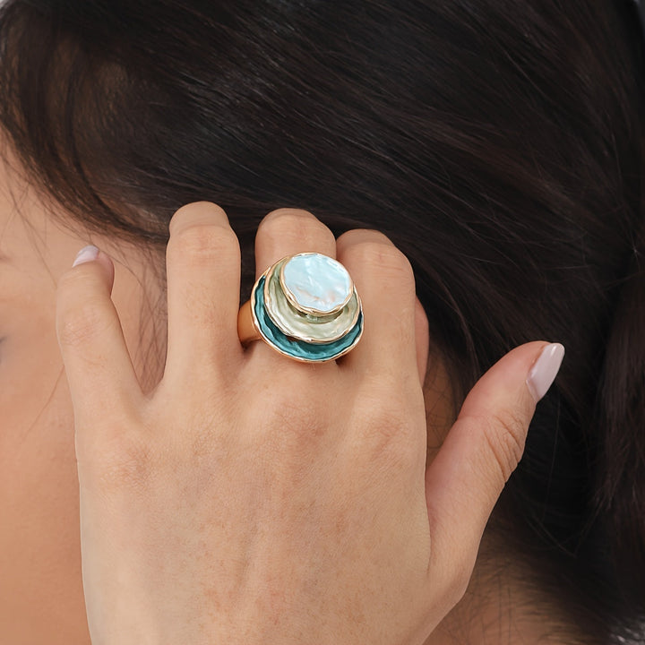 Triple-Layer Bohemian Enamel Ring