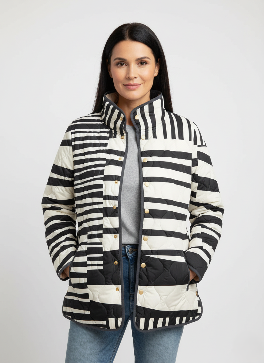 Women's Modern Striped Quilted Jacket