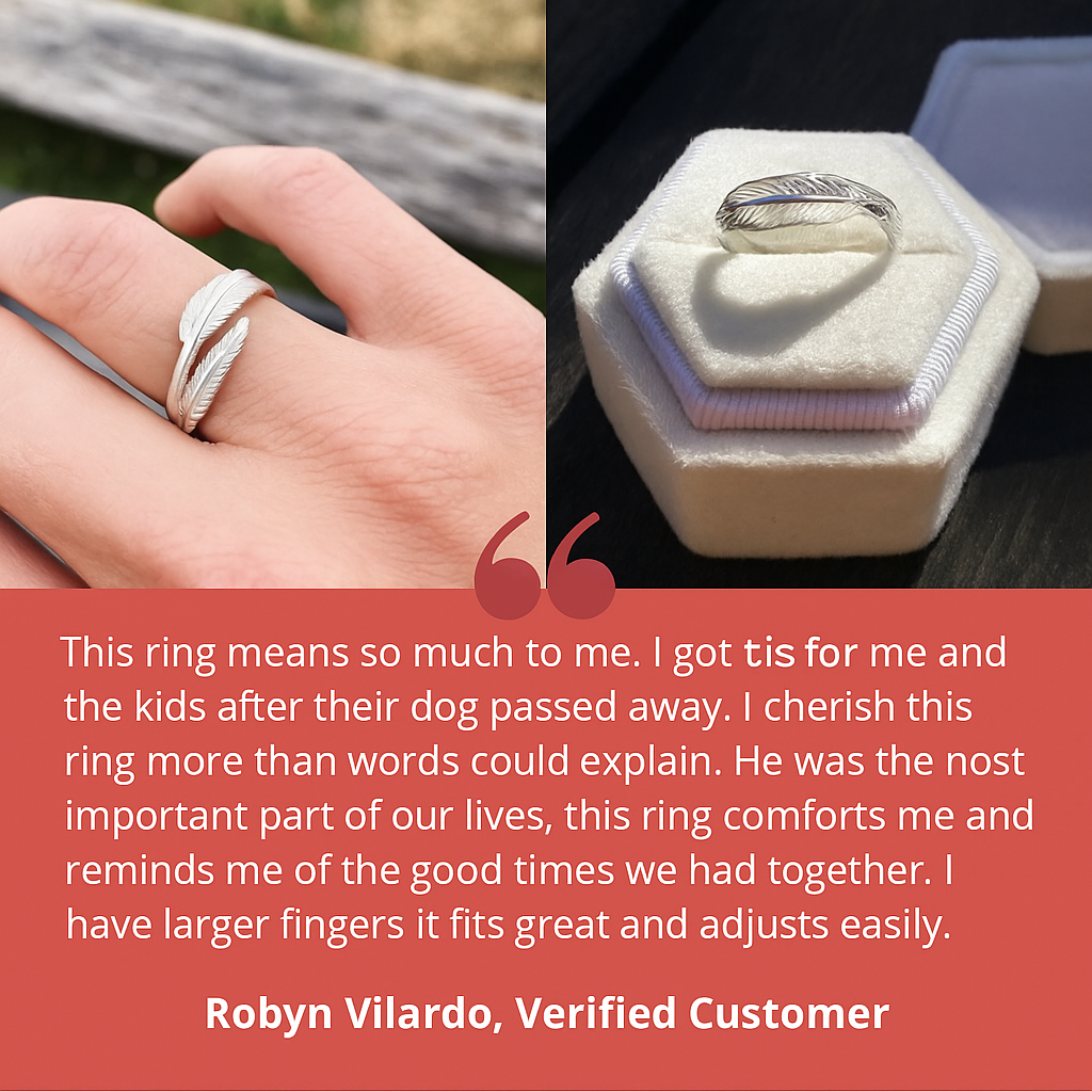 Angel's Feather - Adjustable Memorial Ring