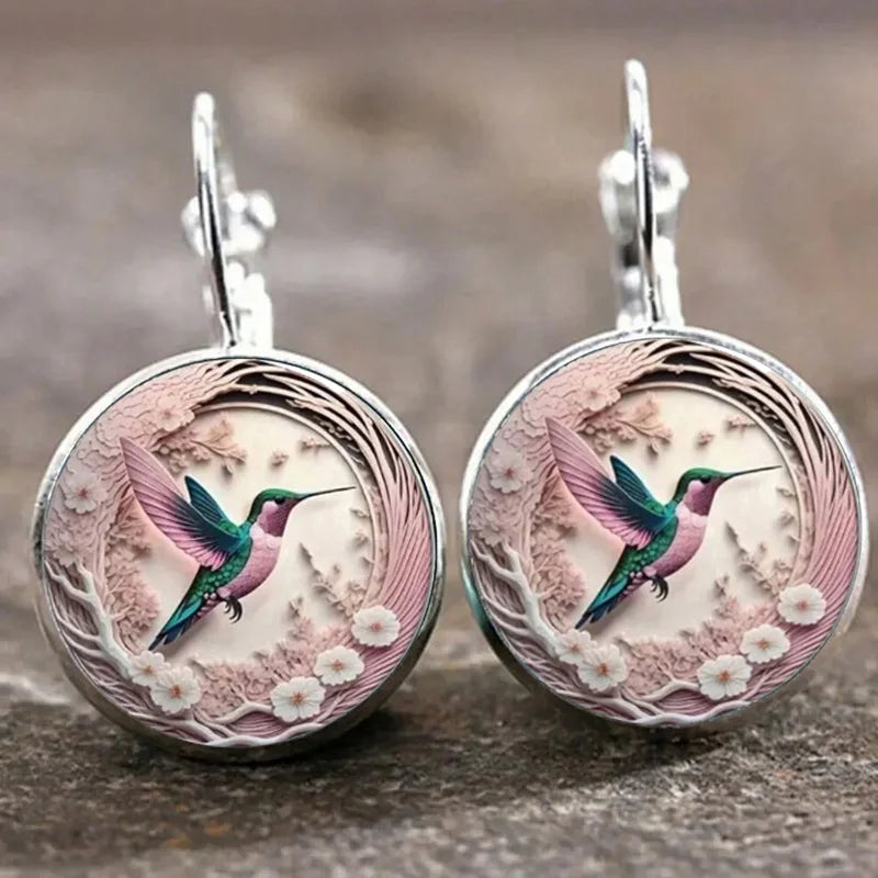 Hummingbird Glass Dome Necklace with Pendant