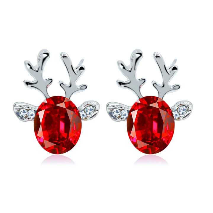 Holiday Reindeer Crystal Stud Earrings