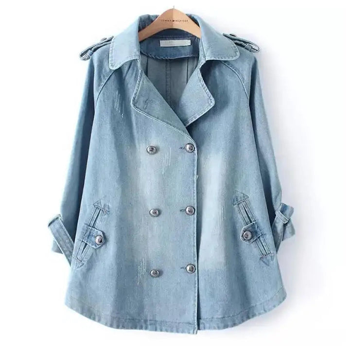 Sezina™ – Chic Denim Cape Coat