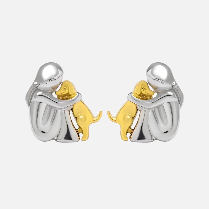 Two-Tone Hug Earrings in Silver and Gold