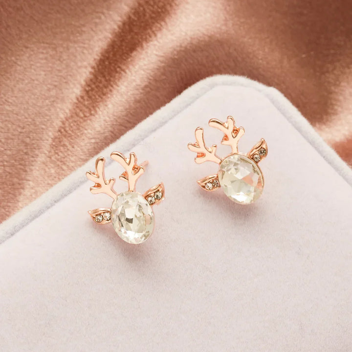 Holiday Reindeer Crystal Stud Earrings