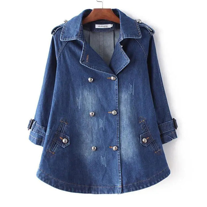 Sezina™ – Chic Denim Cape Coat