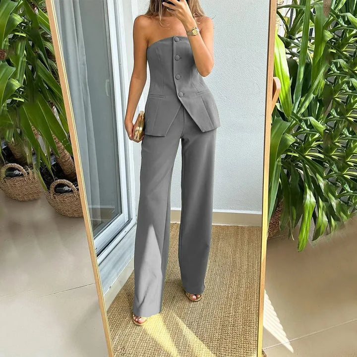 Bria - Strapless Button-Up Two-Piece Ensemble