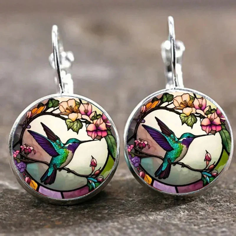 Hummingbird Glass Dome Necklace with Pendant