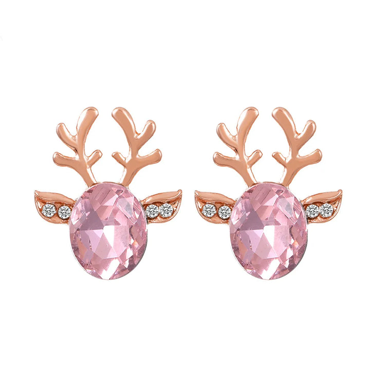 Holiday Reindeer Crystal Stud Earrings