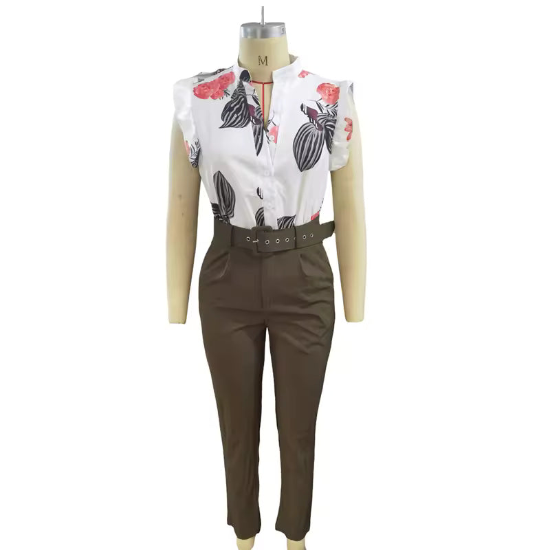 Rainie - Chic Ruffle Sleeve Ensemble