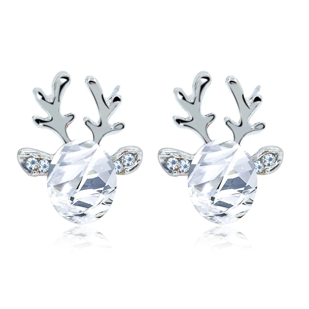 Holiday Reindeer Crystal Stud Earrings