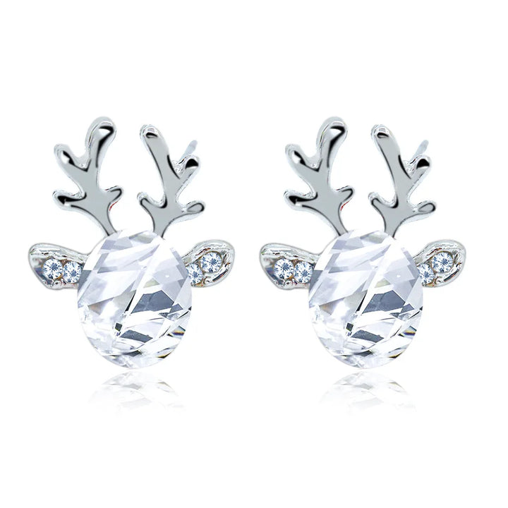 Holiday Reindeer Crystal Stud Earrings