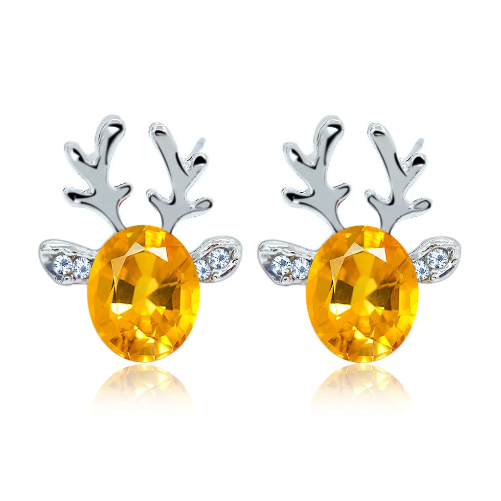 Holiday Reindeer Crystal Stud Earrings