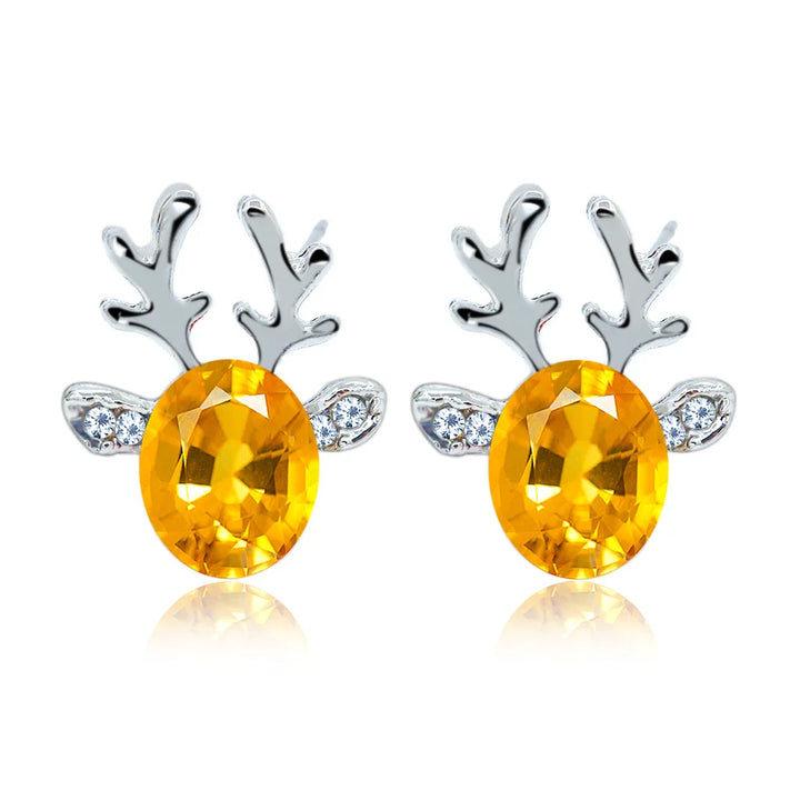 Holiday Reindeer Crystal Stud Earrings