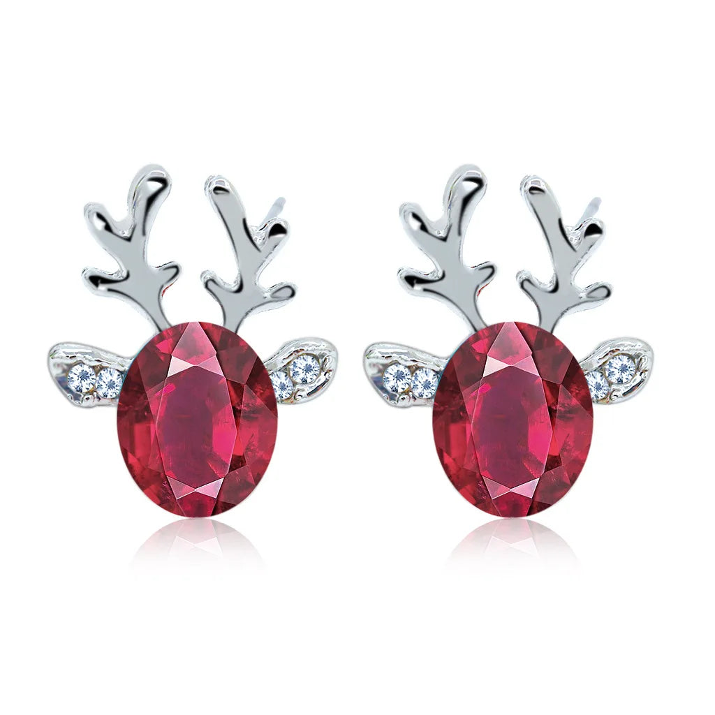 Holiday Reindeer Crystal Stud Earrings