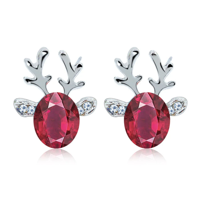 Holiday Reindeer Crystal Stud Earrings
