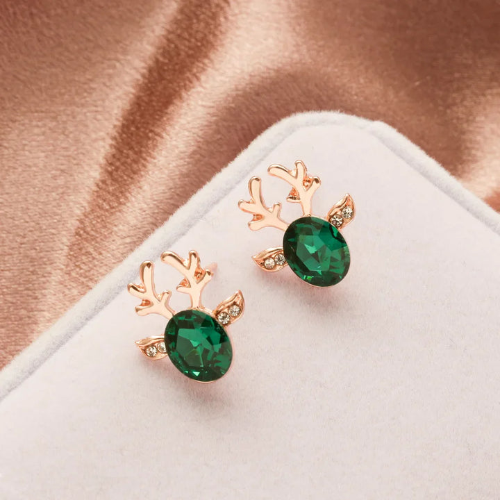 Holiday Reindeer Crystal Stud Earrings
