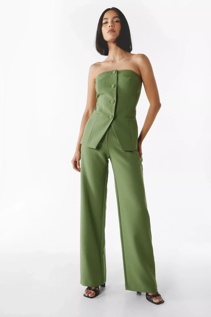 Bria - Strapless Button-Up Two-Piece Ensemble
