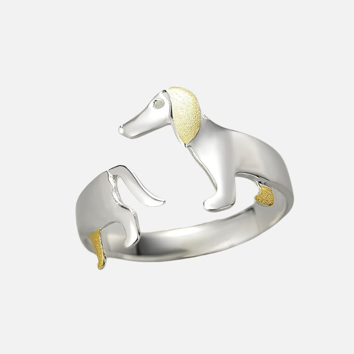 Adjustable 925 Sterling Silver Dachshund Ring