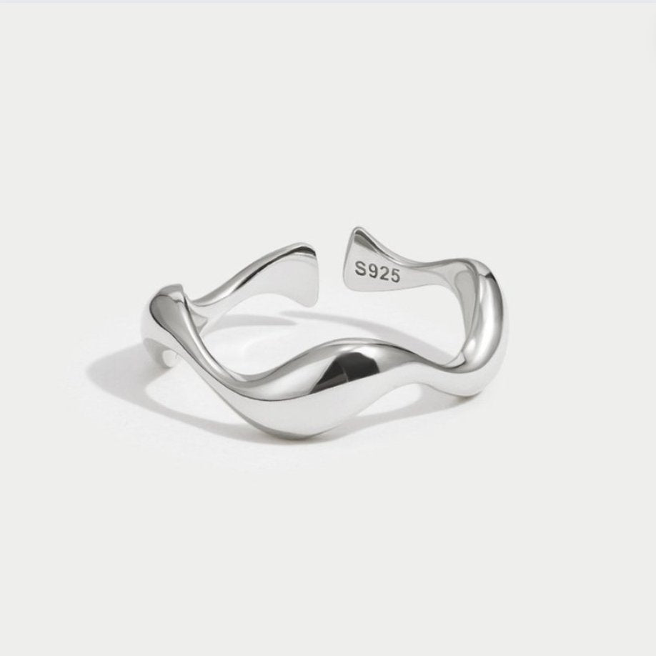 Silver Ocean Wave Ring